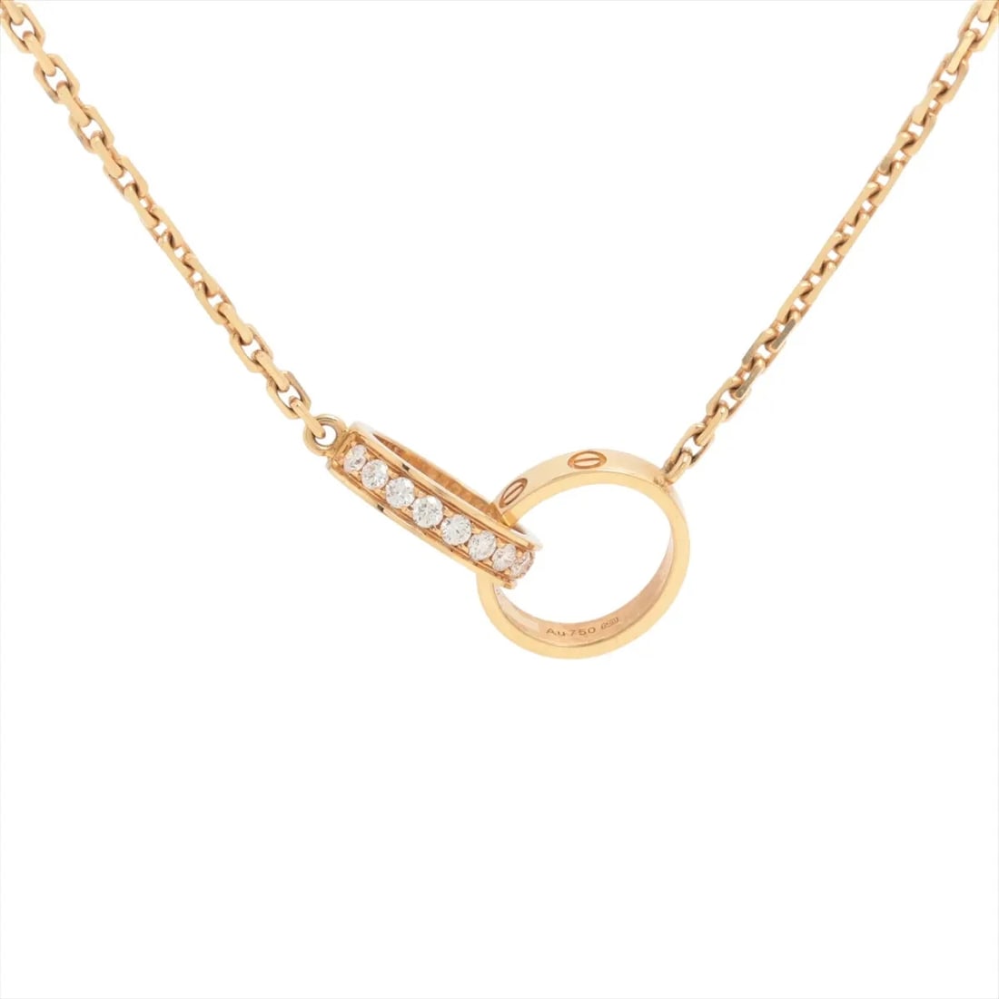 CARTIER BABY LOVE DIAMOND NECKLACE 750(YG): Cartier Baby Love diamond Necklace 750(YG) Brand: Cartier Type/Style: Necklace Material: 750(YG) Color: Yellow Gold Size: Chain length:44.2cm Accessories: None Accessories Notice: When pur
