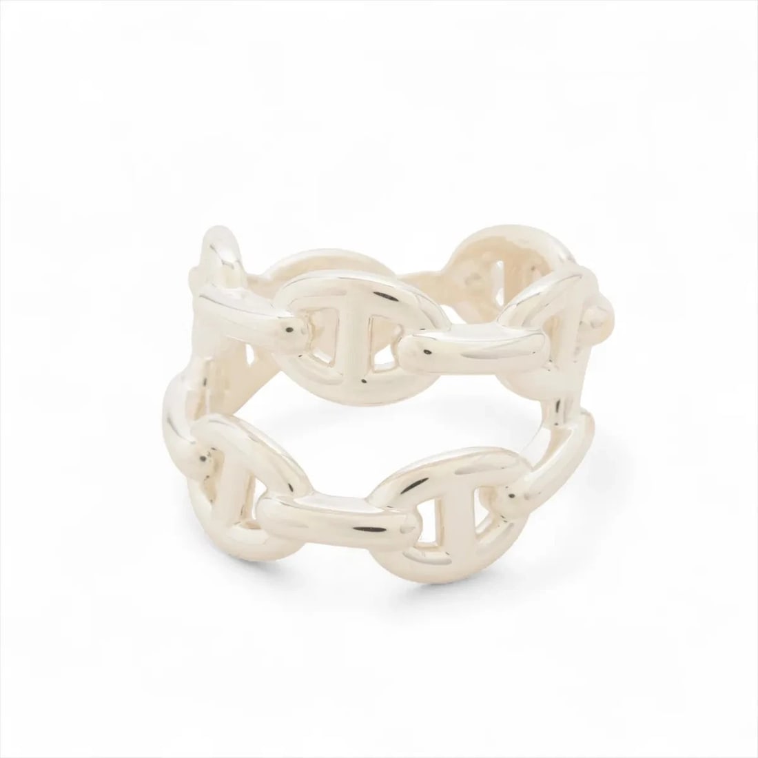 HERMES CHAINE D'ANCRE ENCHAINEE DOUBLE ROW RING 925 SILVER