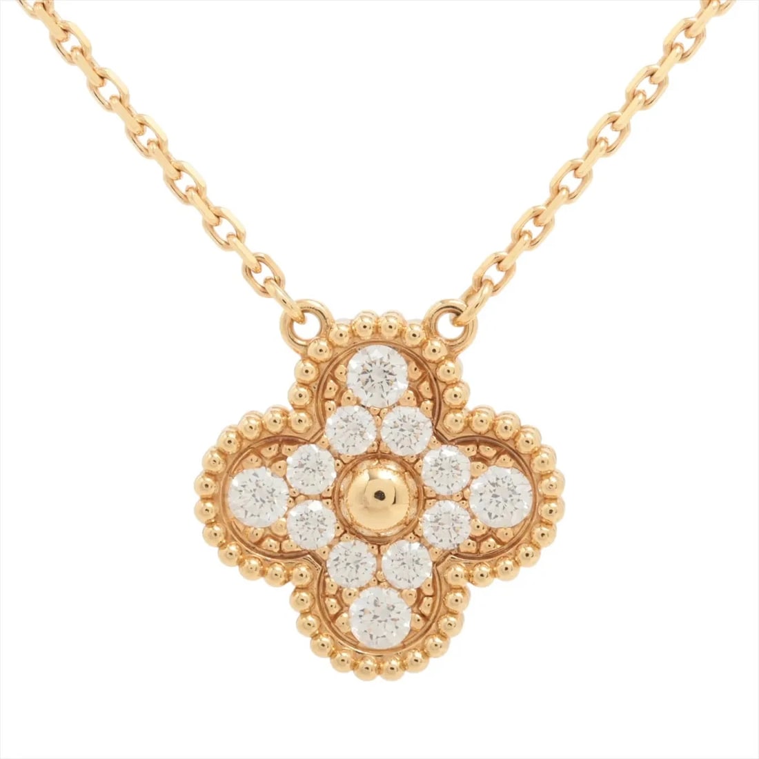 VAN CLEEF & ARPELS ALHAMBRA DIAMOND NECKLACE 750(YG): Van Cleef & Arpels Alhambra diamond Necklace 750(YG) Brand: Van Cleef & Arpels Type/Style: Necklace Material: 750(YG) Color: YG Size: Chain length:42cm Accessories: None Accessories Notice: When