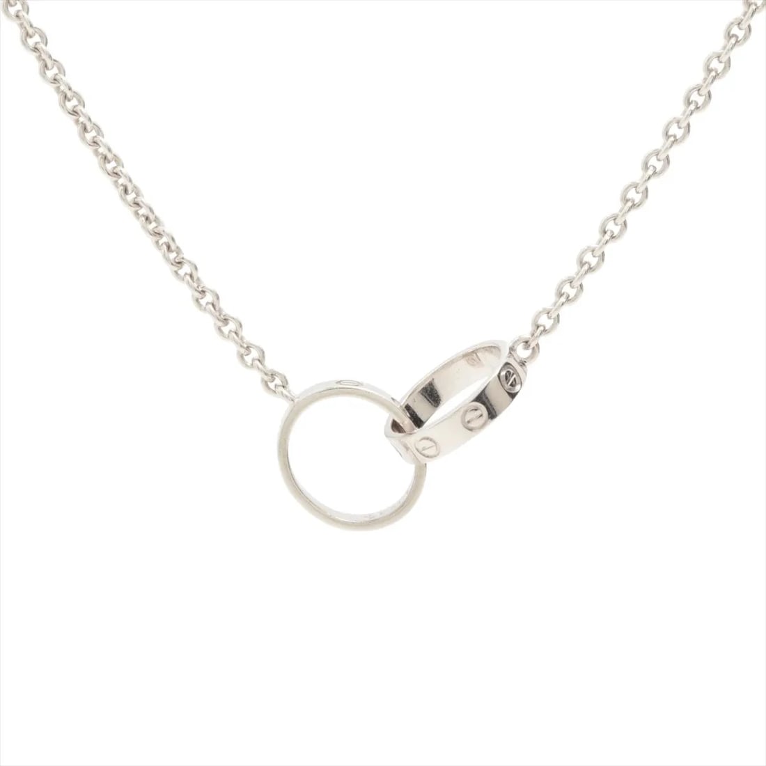 CARTIER BABY LOVE NECKLACE 750(WG): Cartier Baby Love Necklace 750(WG) Brand: Cartier Type/Style: Necklace Material: 750(WG) Color: White Gold Size: Chain length:45.5cm Accessories: None Accessories Notice: When purchasing pre-owned