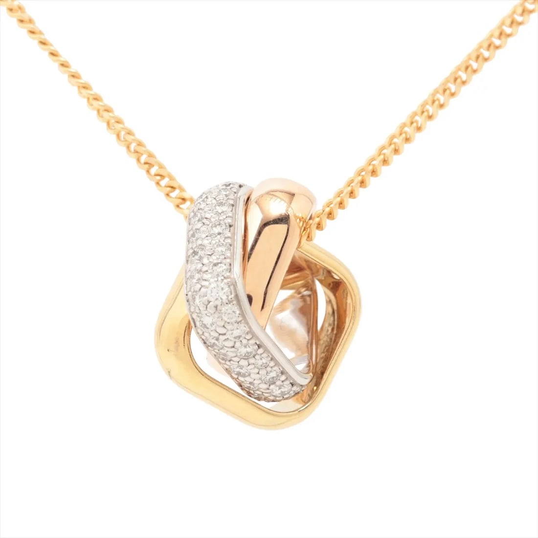 CARTIER TRINITY CUSHION DIAMOND NECKLACE 750(YG?PG?WG): Cartier Trinity Cushion diamond Necklace 750(YG?PG?WG) Brand: Cartier Type/Style: Necklace Material: 750(YG?PG?WG) Color: YG?PG?WG Size: Chain length:49.9cm Accessories: None Accessories Notice: When