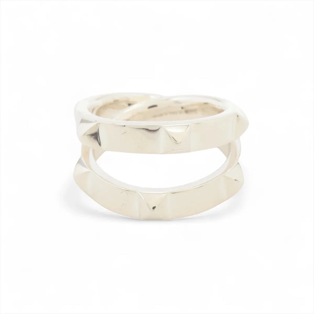 HERMES MINI CREW DOUBLE RING 925 SILVER: Hermes mini crew double Ring 925 Silver Brand: Hermes Type/Style: Ring Material: 925 Color: Silver Size: 6.75 - 7 US Accessories: None Accessories Notice: When purchasing pre-owned goods, please
