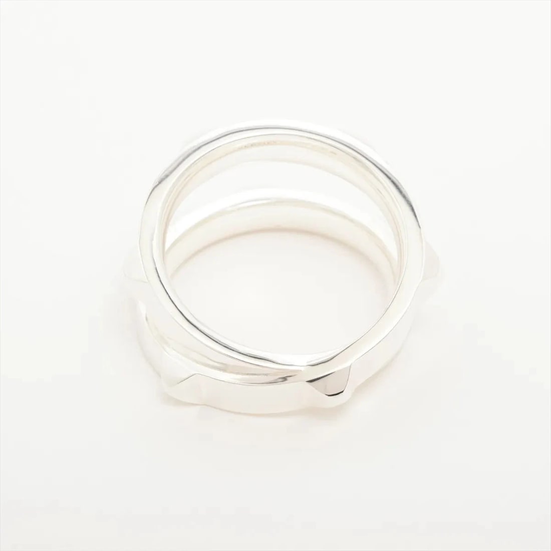 HERMES MINI CREW DOUBLE RING 925 SILVER: Hermes mini crew double Ring 925 Silver Brand: Hermes Type/Style: Ring Material: 925 Color: Silver Size: 7.75 - 8 US Accessories: None Accessories Notice: When purchasing pre-owned goods, please
