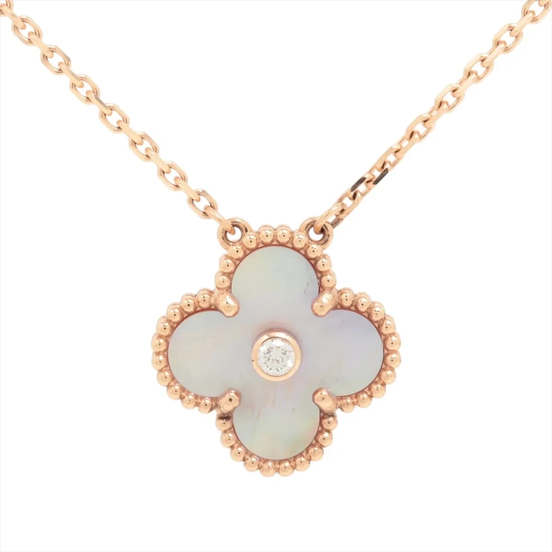VAN CLEEF & ARPELS VINTAG DIAMOND NECKLACE 750(PG): Van Cleef & Arpels Vintag diamond Necklace 750(PG) Brand: Van Cleef & Arpels Type/Style: Necklace Material: 750(PG) Color: Pink Gold Size: Chain length:41.7cm Accessories: None Accessories Notice: