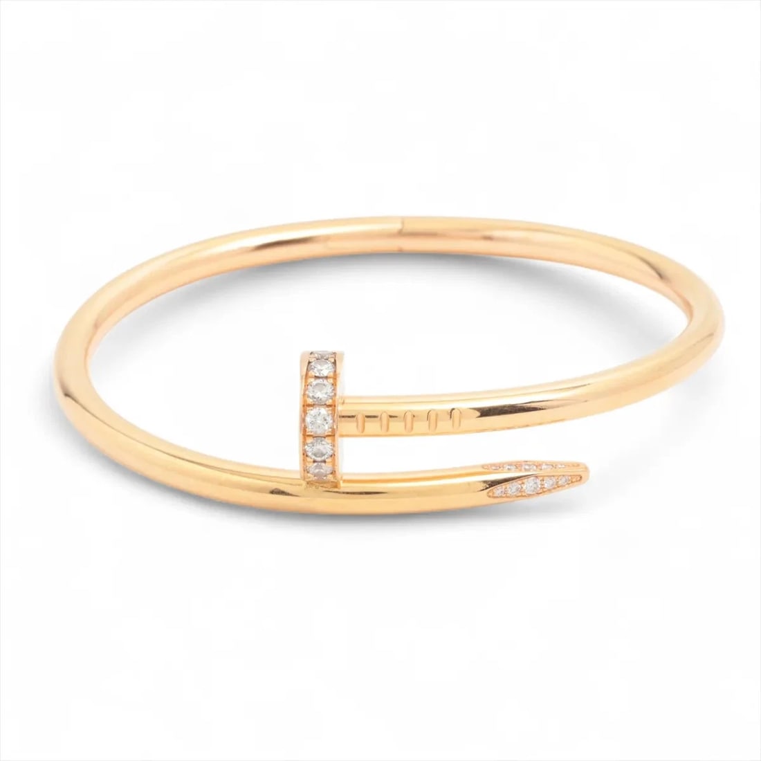 CARTIER JUSTE UN CLOU DIAMOND BRACELET 750(PG): Cartier Juste un Clou diamond Bracelet 750(PG) Brand: Cartier Type/Style: Bracelet Material: 750(PG) Color: Pink Gold Size: Bracelet length:15cm Accessories: None Accessories Notice: When