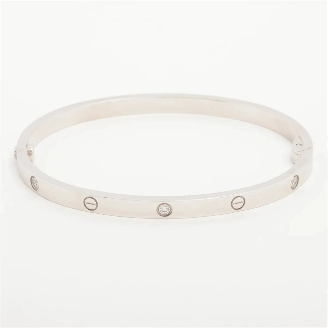 CARTIER LOVE SM HALF DIAMOND BRACELET 750(WG): Cartier Love SM half diamond Bracelet 750(WG) Brand: Cartier Type/Style: Bracelet Material: 750(WG) Color: White Gold Size: Bracelet length:15.3cm Accessories: None Accessories Notice: Whe