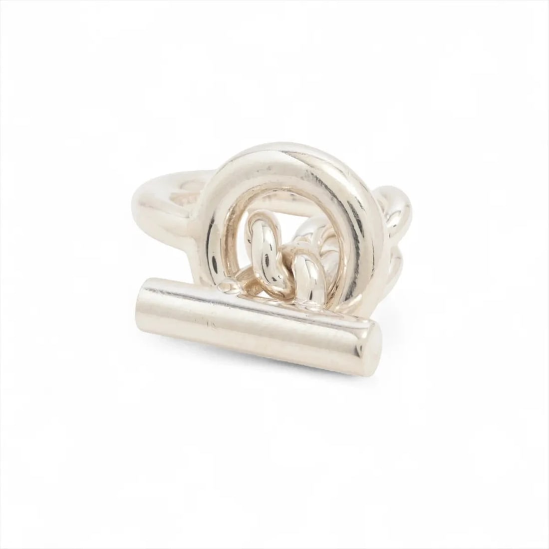 HERMES CROISET GM RING 925 SILVER: Hermes Croiset GM Ring 925 Silver Brand: Hermes Type/Style: Ring Material: 925 Color: Silver Size: 4 US Accessories: None Accessories Notice: When purchasing pre-owned goods, please refer