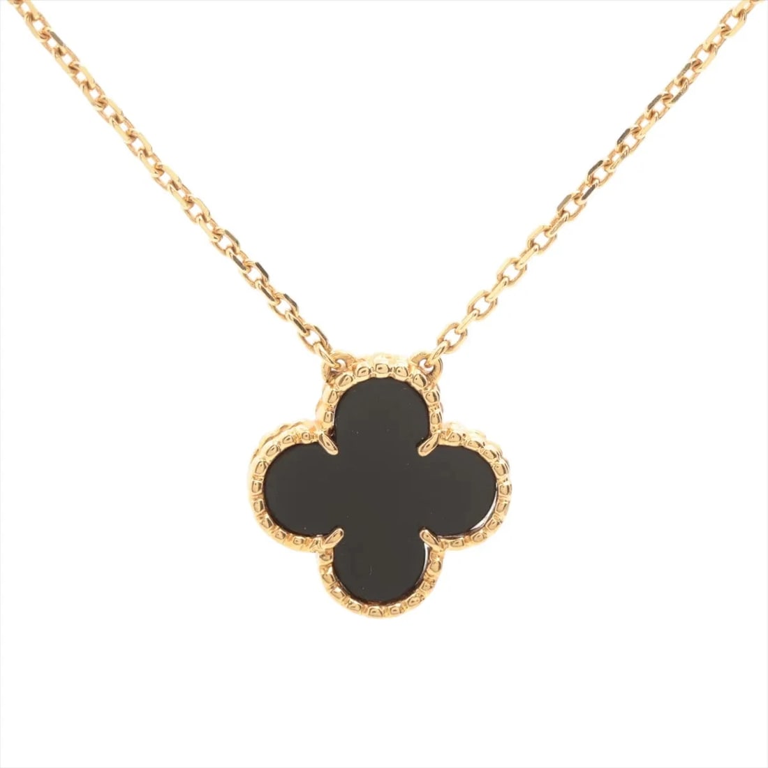 VAN CLEEF & ARPELS ALHAMBRA ONYX NECKLACE 750(YG): Van Cleef & Arpels Alhambra Onyx Necklace 750(YG) Brand: Van Cleef & Arpels Type/Style: Necklace Material: 750(YG) Color: Yellow Gold Size: Chain length:42.2cm Accessories: None Accessorie