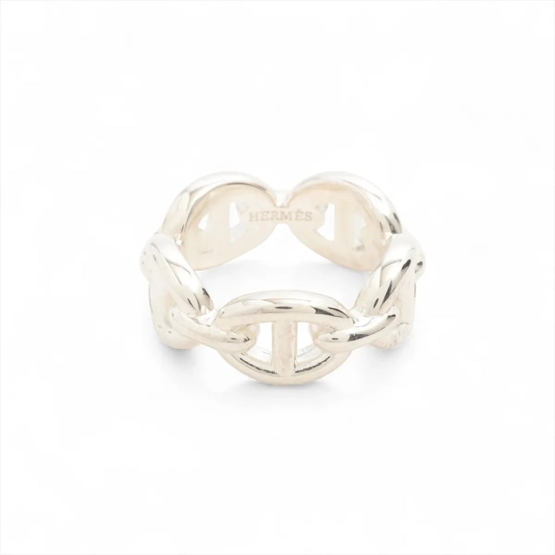 HERMES CHAINE D'ANCRE ENCHAINEE RING 925 SILVER: Hermes Chaine d'Ancre Enchainee Ring 925 Silver Brand: Hermes Type/Style: Ring Material: 925 Color: Silver Size: 3.75 US Accessories: None Accessories Notice: When purchasing pre-owned goo