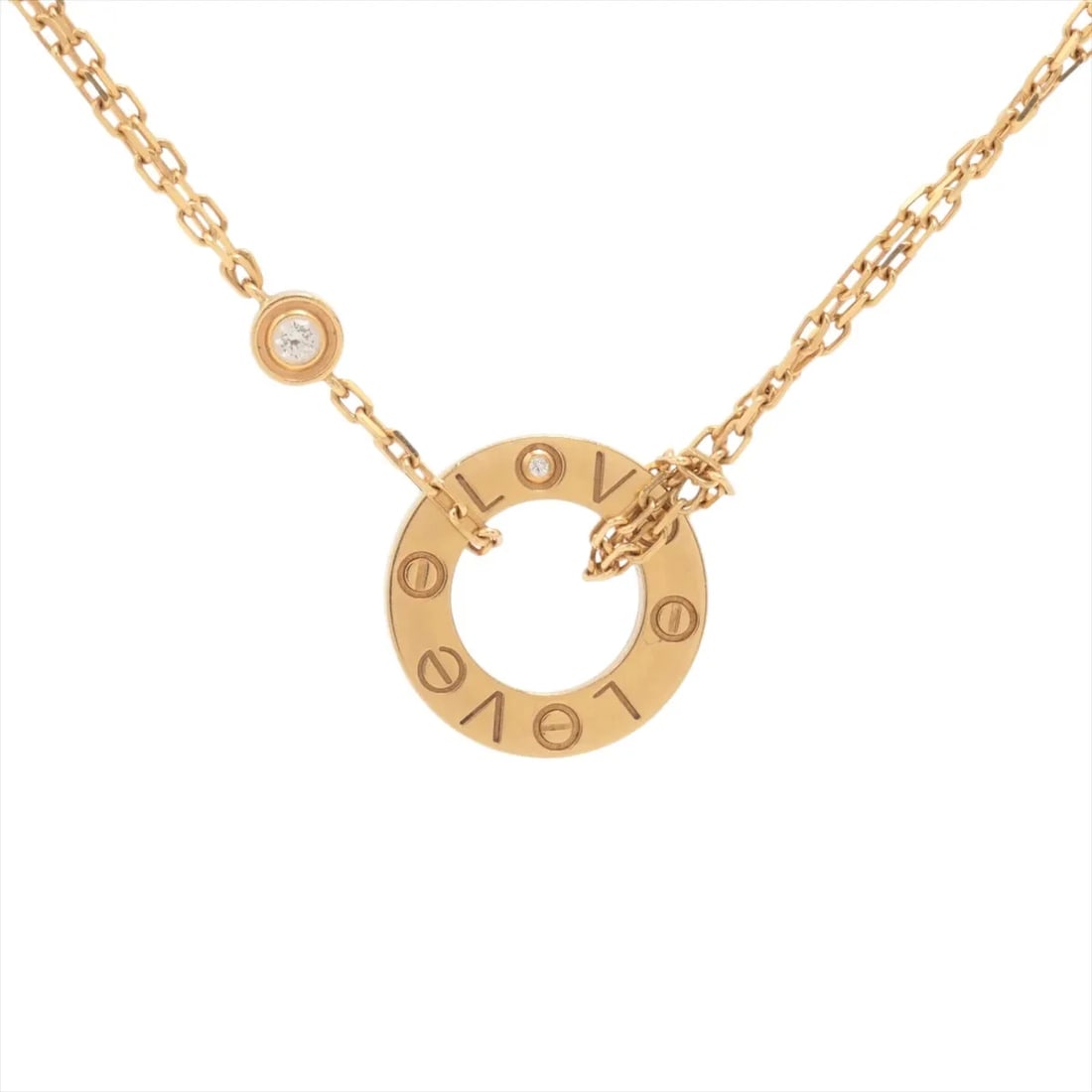 CARTIER LOVE CIRCLE DIAMOND NECKLACE 750(YG): Cartier Love Circle diamond Necklace 750(YG) Brand: Cartier Type/Style: Necklace Material: 750(YG) Color: YG Size: Chain length:41.5cm Accessories: None Accessories Notice: When purchasing