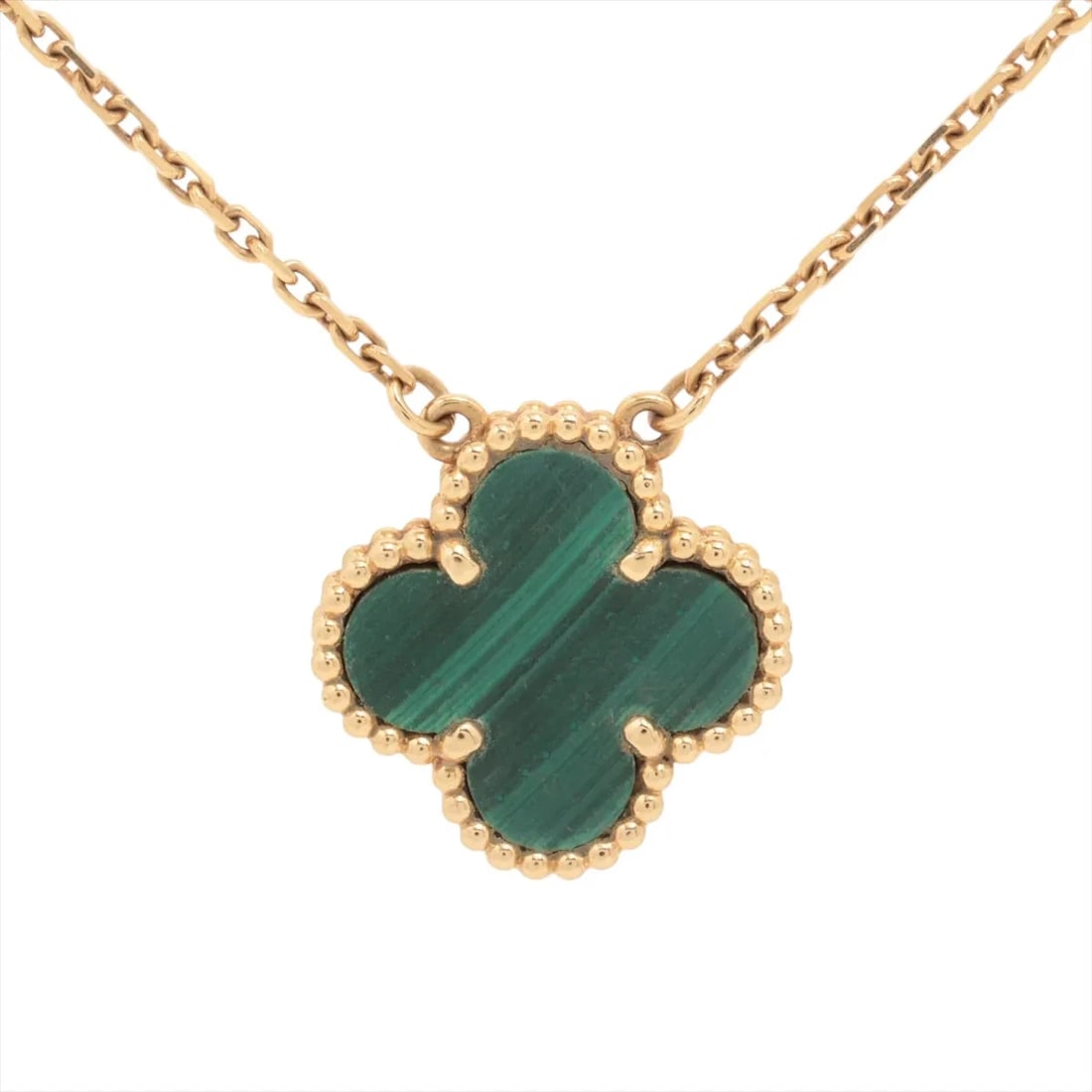VAN CLEEF & ARPELS ALHAMBRA MALACHITE NECKLACE 750(YG): Van Cleef & Arpels Alhambra Malachite Necklace 750(YG) Brand: Van Cleef & Arpels Type/Style: Necklace Material: 750(YG) Color: Yellow Gold Size: Chain length:42.2cm Accessories: None Acces