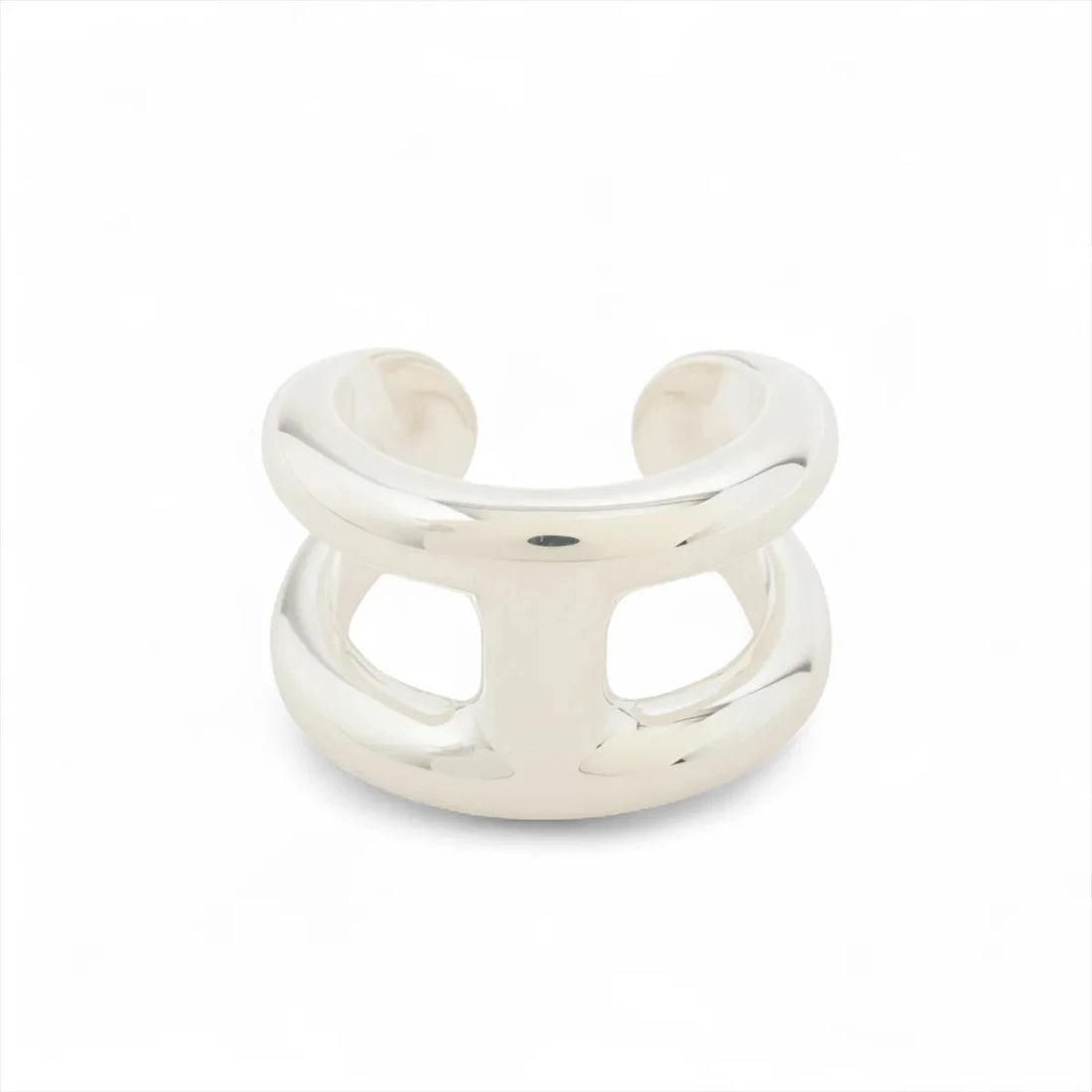 HERMES OSMOZ PM RING 925 SILVER: Hermes Osmoz PM Ring 925 Silver Brand: Hermes Type/Style: Ring Material: 925 Color: Silver Size: 5.25 US Accessories: None Accessories Notice: When purchasing pre-owned goods, please refer to the