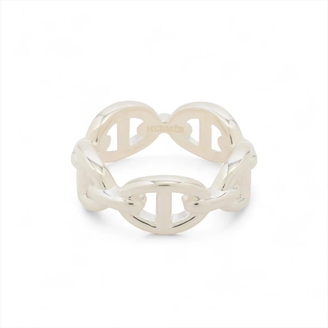 HERMES CHAINE D'ANCRE ENCHAINEE RING 925 SILVER: Hermes Chaine d'Ancre Enchainee Ring 925 Silver Brand: Hermes Type/Style: Ring Material: 925 Color: Silver Size: 5.5 - 5.75 US Accessories: None Accessories Notice: When purchasing pre-owned goods,