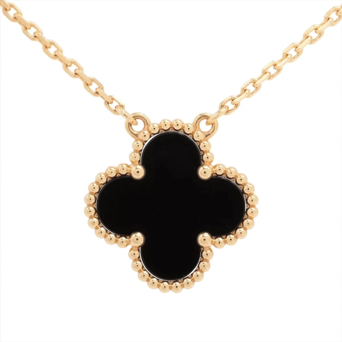 VAN CLEEF & ARPELS ONYX NECKLACE 750(YG): Van Cleef & Arpels Onyx Necklace 750(YG) Brand: Van Cleef & Arpels Type/Style: Necklace Material: 750(YG) Color: Yellow Gold Size: Chain length:41.5cm Accessories: None Accessories Notice: When