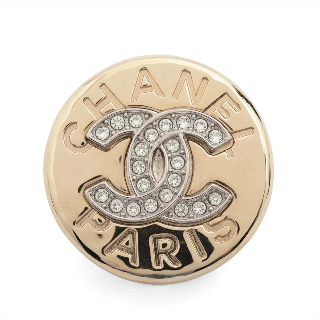 CHANEL COCO MARK PIN BROOCH GP?RHINESTONE GOLD: Chanel Coco Mark Pin brooch GP?Rhinestone Gold Brand: Chanel Type/Style: Brooch Material: GP?Rhinestone Color: Gold Size: none Accessories: None Accessories Notice: When purchasing pre-own