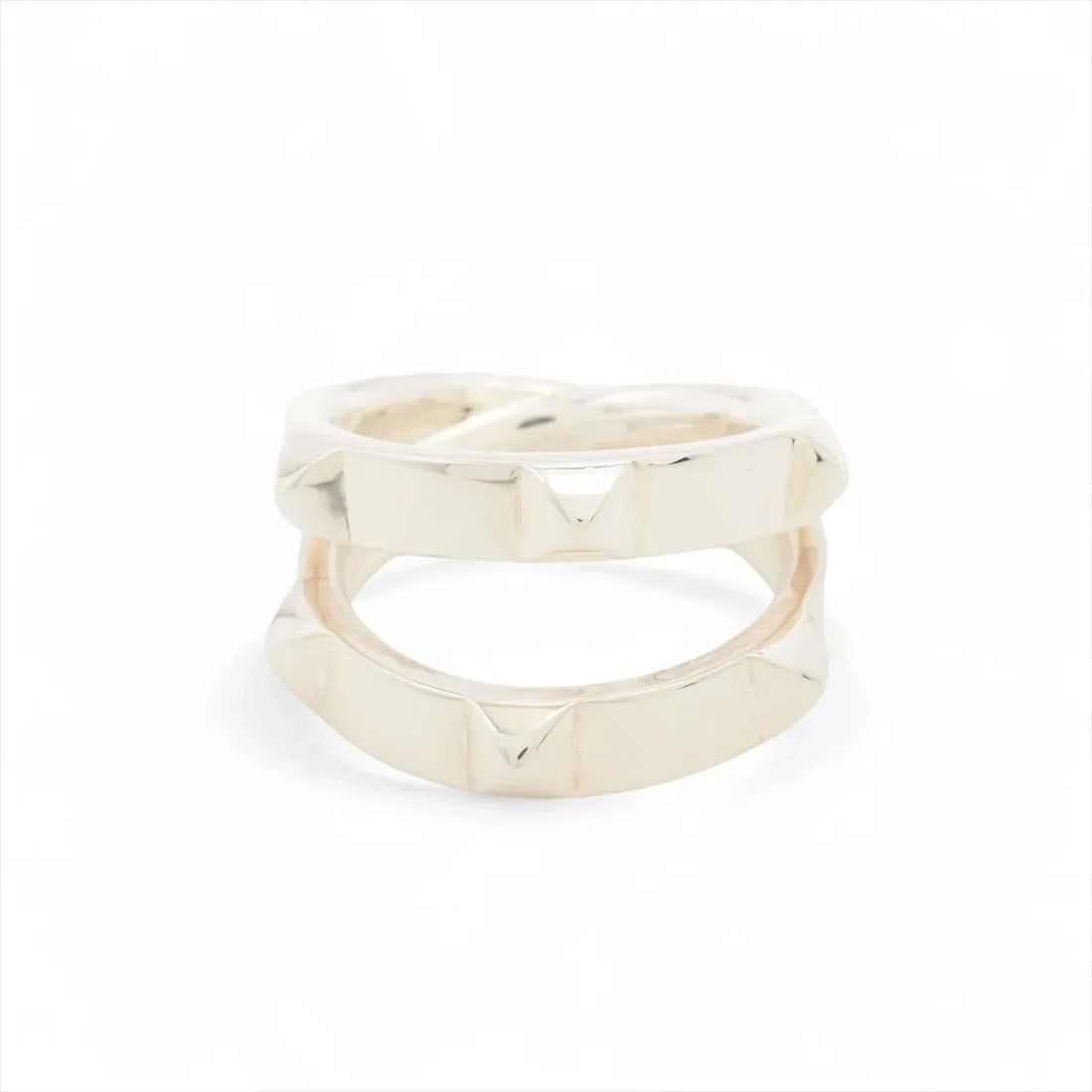 HERMES MINI CREW DOUBLE RING 925 SILVER: Hermes mini crew double Ring 925 Silver Brand: Hermes Type/Style: Ring Material: 925 Color: Silver Size: 5.5 - 5.75 US Accessories: None Accessories Notice: When purchasing pre-owned goods, please