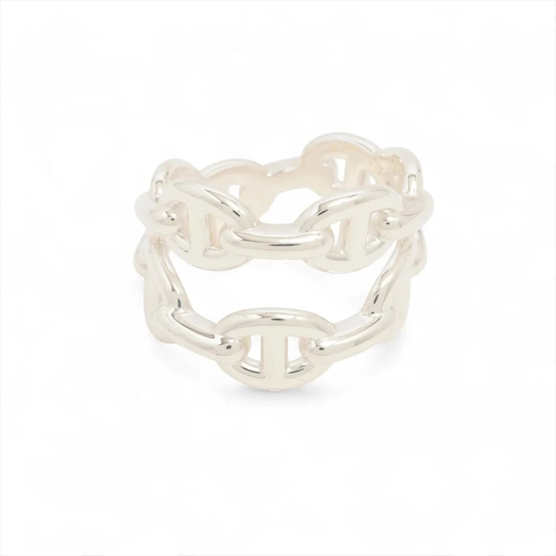 HERMES CHAINE D'ANCRE ENCHAINEE DOUBLE ROW RING 925 SILVER: Hermes Chaine d'Ancre Enchainee double row Ring 925 Silver Brand: Hermes Type/Style: Ring Material: 925 Color: Silver Size: 6.25 - 6.5 US Accessories: None Accessories Notice: When purchasing