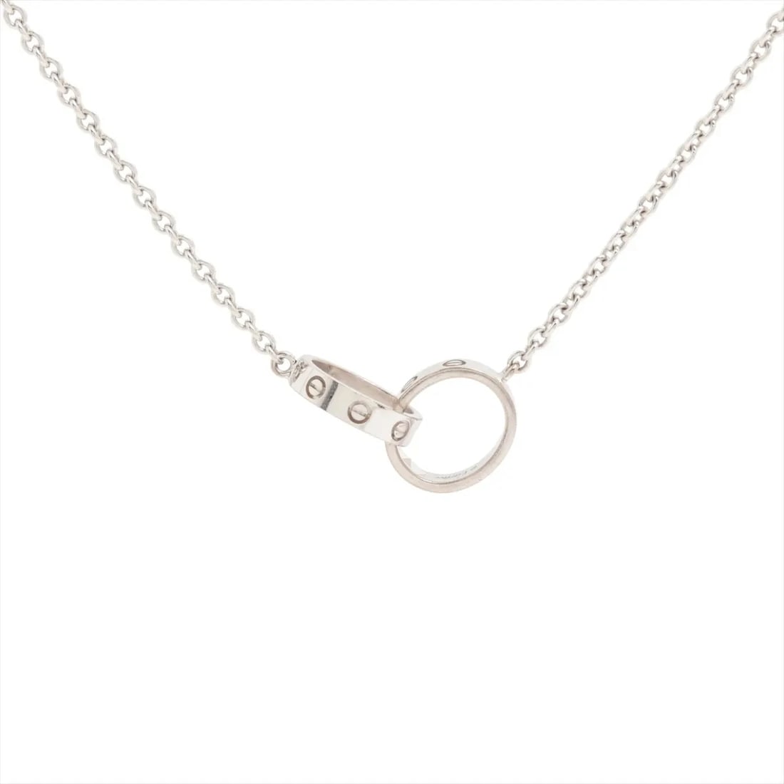 CARTIER BABY LOVE NECKLACE 750(WG): Cartier Baby Love Necklace 750(WG) Brand: Cartier Type/Style: Necklace Material: 750(WG) Color: White Gold Size: Chain length:44.1cm Accessories: None Accessories Notice: When purchasing pre-owned