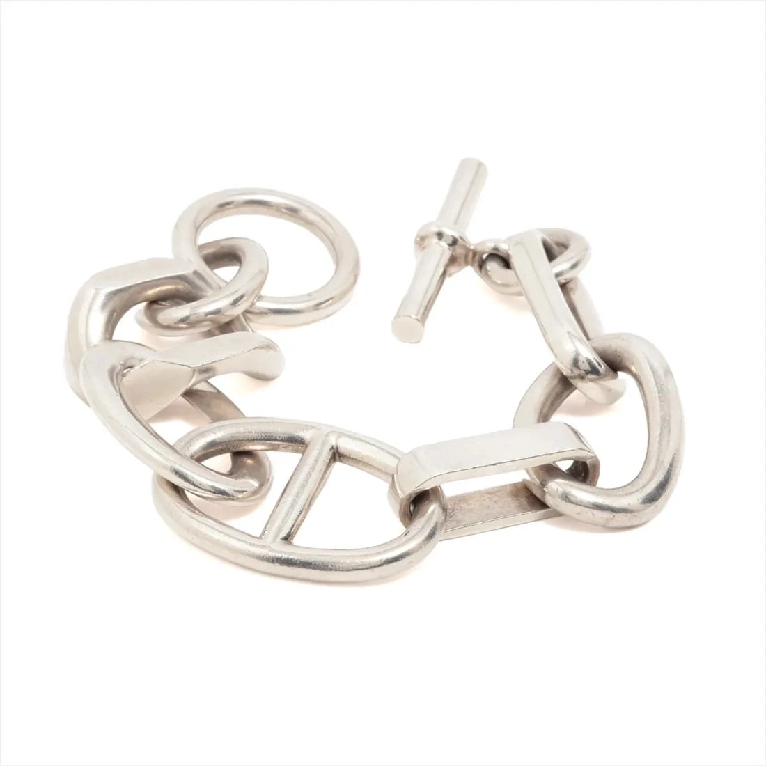 HERMES ALEA TGM BRACELET 925 SILVER: Hermes Alea TGM Bracelet 925 Silver Brand: Hermes Type/Style: Bracelet Material: 925 Color: Silver Size: Bracelet length:18.5cm Accessories: None Accessories Notice: When purchasing pre-owned goods,