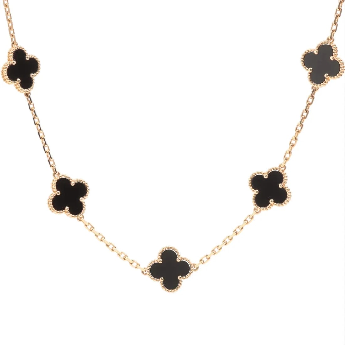 VAN CLEEF & ARPELS ONYX NECKLACE 750(YG): Van Cleef & Arpels Onyx Necklace 750(YG) Brand: Van Cleef & Arpels Type/Style: Necklace Material: 750(YG) Color: Yellow Gold Size: Chain length:86.2cm Accessories: None Accessories Notice: When