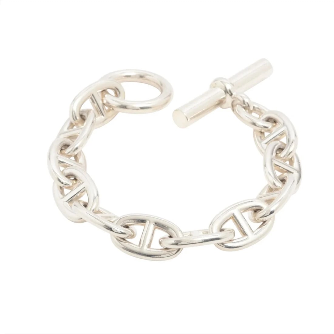 HERMES CHAINE D'ANCRE TGM BRACELET 925 SILVER: Hermes Chaine d'Ancre TGM Bracelet 925 Silver Brand: Hermes Type/Style: Bracelet Material: 925 Color: Silver Size: Bracelet length:17cm Accessories: None Accessories Notice: When purchasing pre-owned