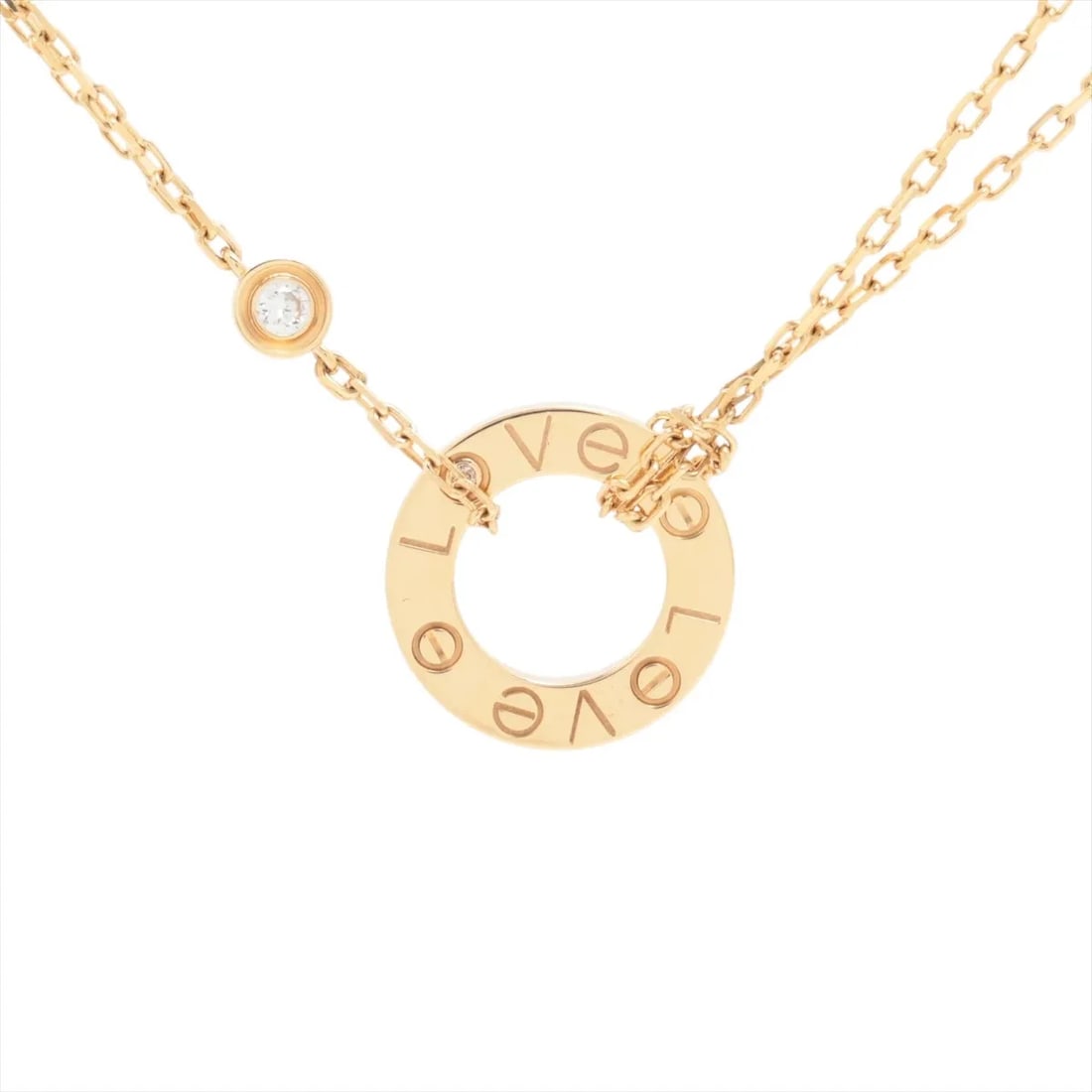 CARTIER LOVE CIRCLE DIAMOND NECKLACE 750(YG): Cartier Love Circle diamond Necklace 750(YG) Brand: Cartier Type/Style: Necklace Material: 750(YG) Color: yellow Gold Size: Chain length:41.2cm Accessories: None Accessories Notice: When purchasing