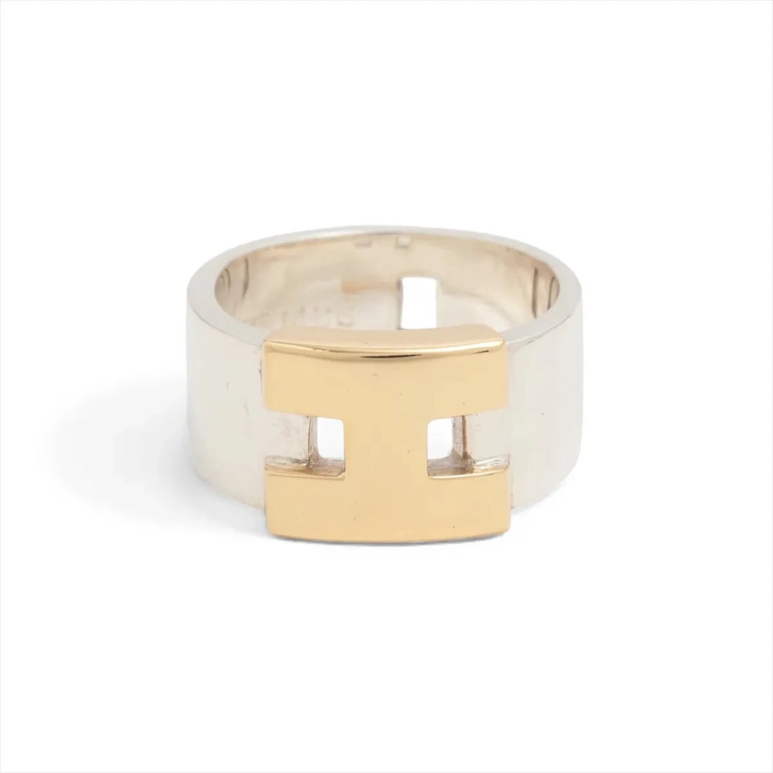 HERMES HERCULES RING 925?750 SILVER X GOLD: Hermes Hercules Ring 925?750 Silver x gold Brand: Hermes Type/Style: Ring Material: 925 Color: Silver Size: 5.25 US Accessories: None Accessories Notice: When purchasing pre-owned goods, p
