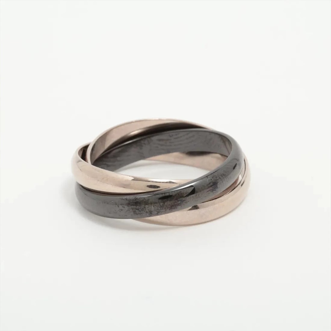 CARTIER TRINITY RING 750 (WG) X CERAMIC: Cartier Trinity Ring 750 (WG) x Ceramic Brand: Cartier Type/Style: Ring Material: 750 (WG) x Ceramic Color: White Gold Size: 10.25 - 10.5 US Accessories: None Accessories Notice: When purc