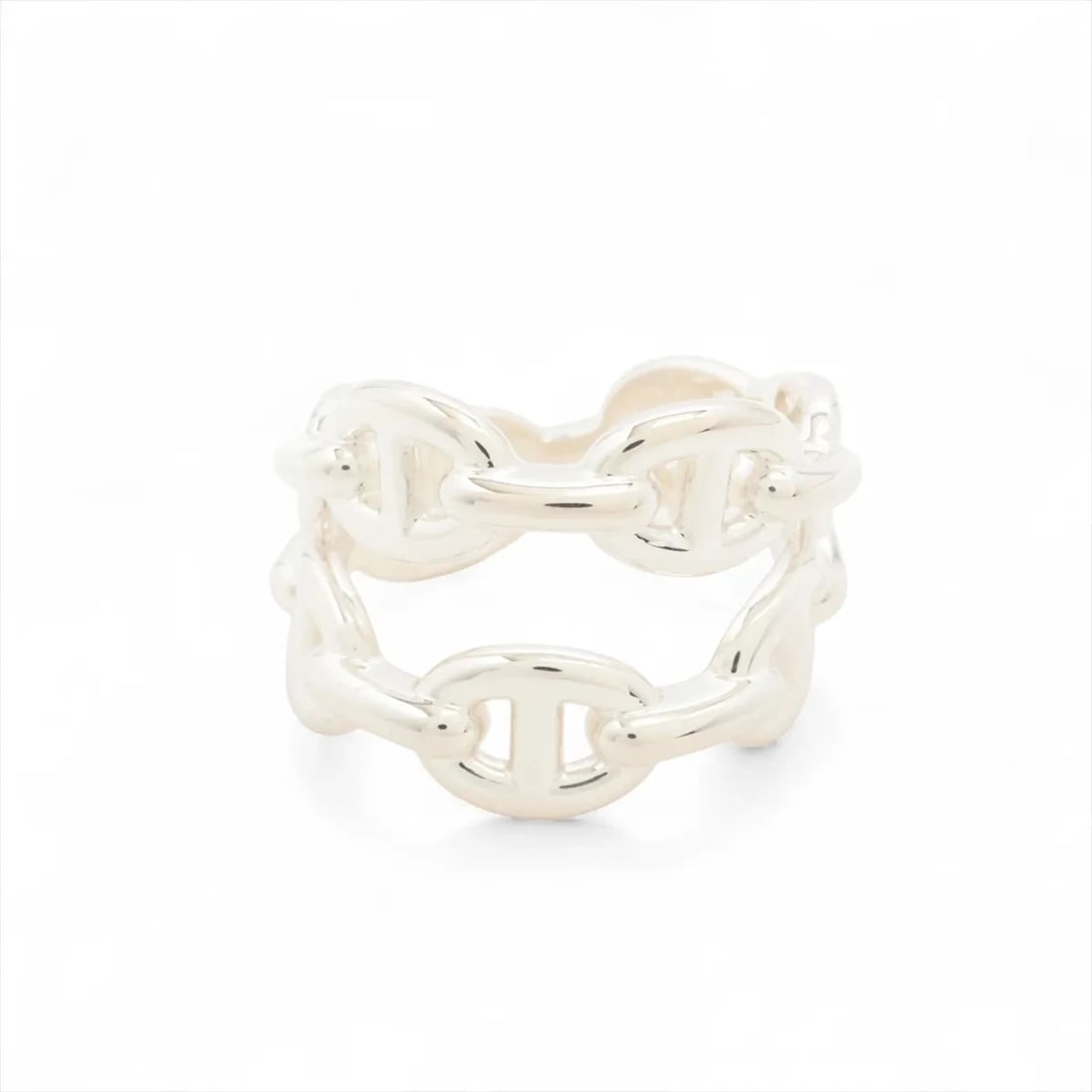 HERMES CHAINE D'ANCRE ENCHAINEE DOUBLE ROW RING 925 SILVER: Hermes Chaine d'Ancre Enchainee double row Ring 925 Silver Brand: Hermes Type/Style: Ring Material: 925 Color: Silver Size: 6 US Accessories: None Accessories Notice: When purchasing pre-o