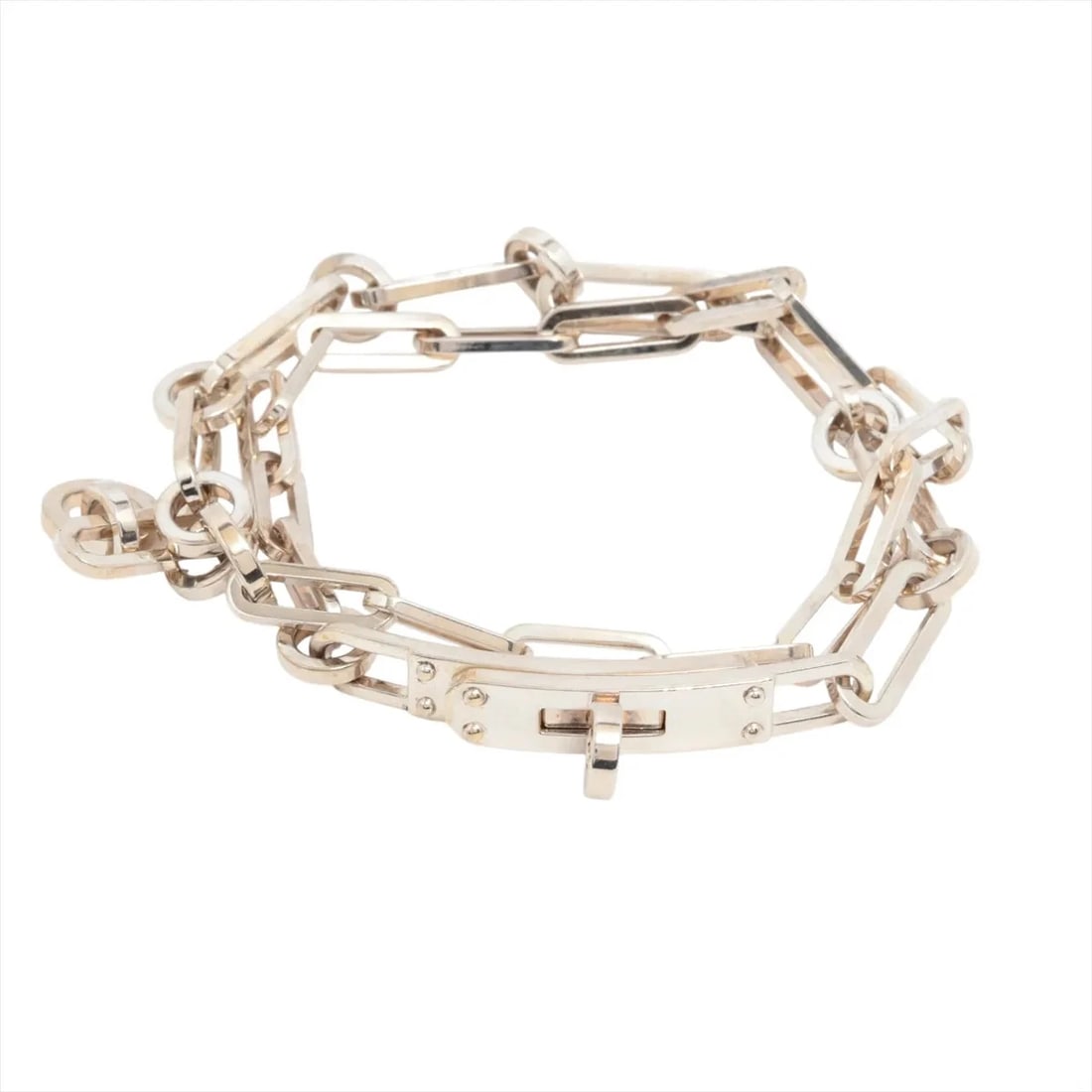 HERMES KELLY SHEANNE DUBLETOUR BRACELET925 SILVER: Hermes Kelly Sheanne Dubletour Bracelet925 Silver Brand: Hermes Type/Style: Bracelet Material: 925 Color: Silver Size: Bracelet length:37cm Accessories: None Accessories Notice: When purchasing