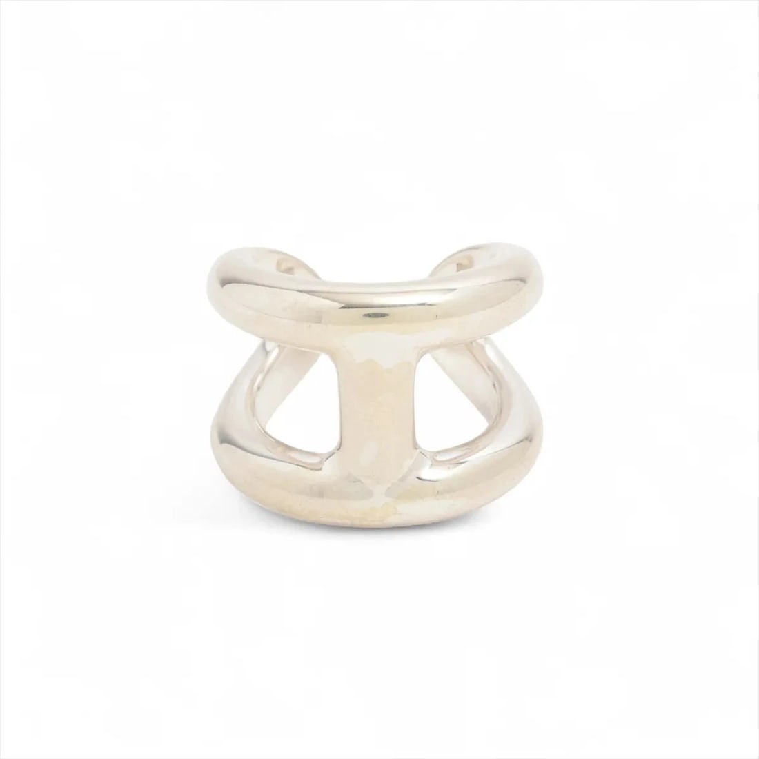 HERMES OSMO'S GM RING 925 SILVER: Hermes Osmo's GM Ring 925 Silver Brand: Hermes Type/Style: Ring Material: 925 Color: Silver Size: 5.25 US Accessories: None Accessories Notice: When purchasing pre-owned goods, please refe