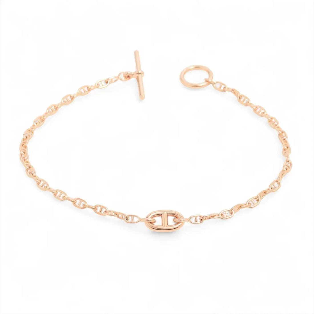 HERMES CHAINE D'ANCRE FARANDOLE BRACELET 750(PG): Hermes Chaine d'Ancre Farandole Bracelet 750(PG) Brand: Hermes Type/Style: Bracelet Material: 750(PG) Color: PG Size: Bracelet length:18cm Accessories: None Accessories Notice: When purchasing