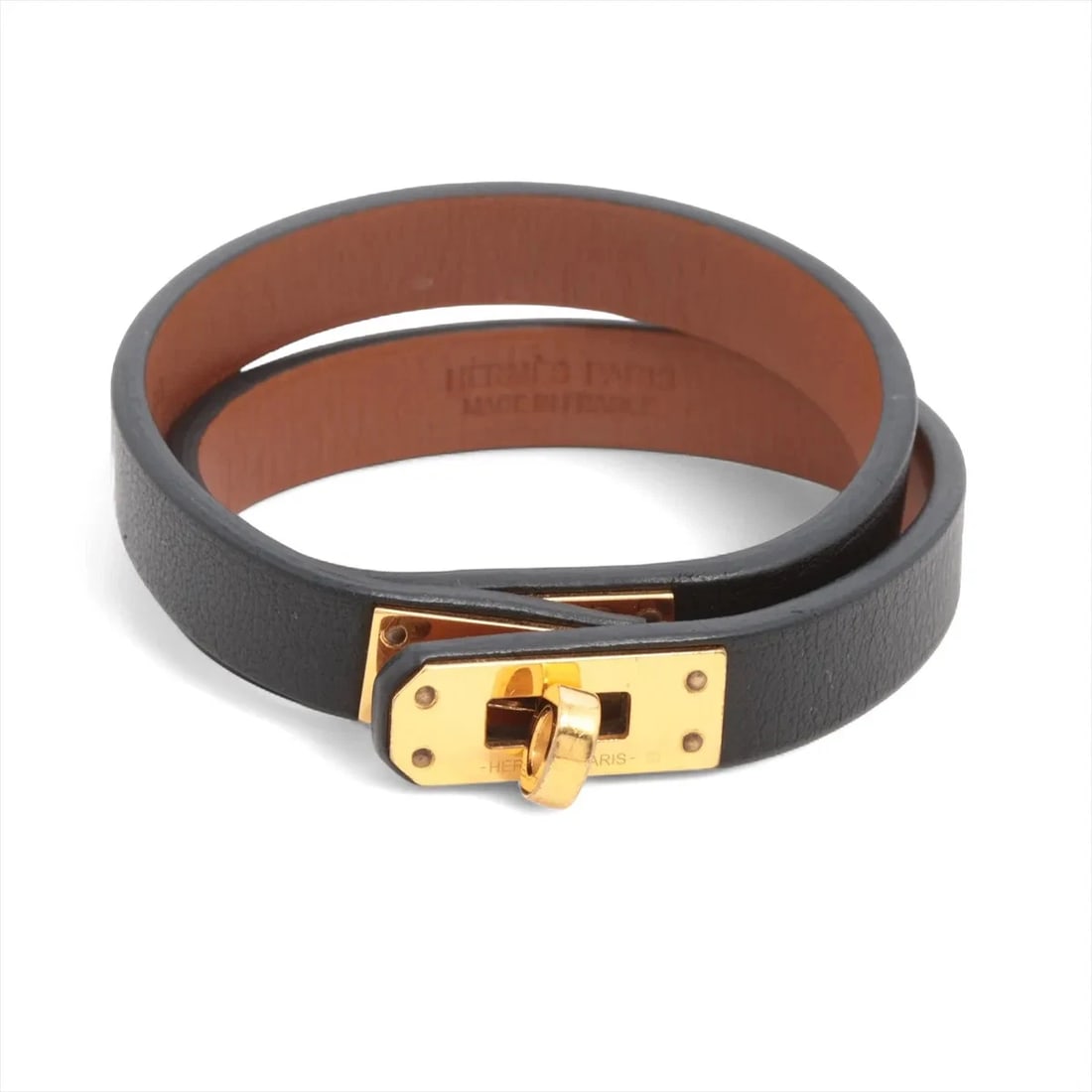 HERMES MINI KELLY BRACELET GP & LEATHER BLACK?GOLD: Hermes Mini Kelly Bracelet GP & Leather Black?Gold Brand: Hermes Type/Style: Bracelet Material: GP & Leather Color: Black?Gold Size: Bracelet length:14.5cm Accessories: None Accessories No