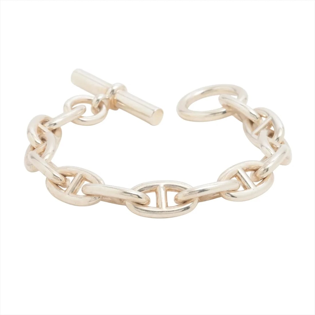 HERMES CHAINE D'ANCRE GM BRACELET 925 SILVER: Hermes Chaine d'Ancre GM Bracelet 925 Silver Brand: Hermes Type/Style: Bracelet Material: 925 Color: Silver Size: Bracelet length:17cm Accessories: None Accessories Notice: When purchasing