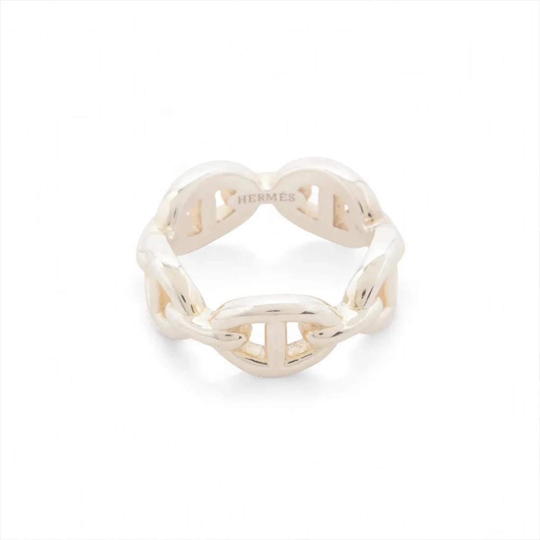 HERMES CHAINE D'ANCRE ENCHAINEE RING 925 SILVER: Hermes Chaine d'Ancre Enchainee Ring 925 Silver Brand: Hermes Type/Style: Ring Material: 925 Color: Silver Size: 4.75 - 5 US Accessories: None Accessories Notice: When purchasing pre-owned goods,