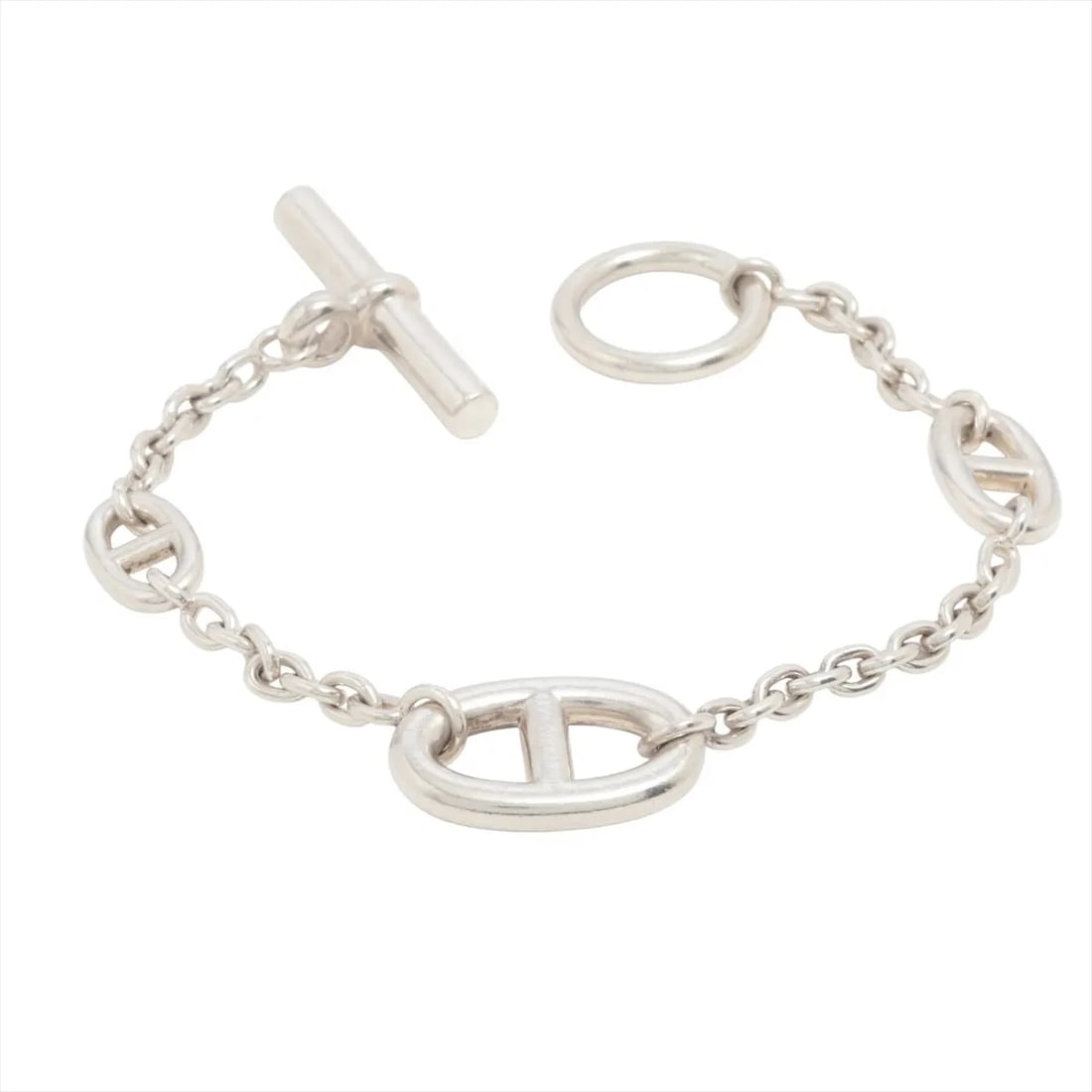 HERMES CHAINE D'ANCRE FARANDOLE BRACELET 925 SILVER: Hermes Chaine d'Ancre Farandole Bracelet 925 Silver Brand: Hermes Type/Style: Bracelet Material: 925 Color: Silver Size: Bracelet length:16cm Accessories: None Accessories Notice: When pur