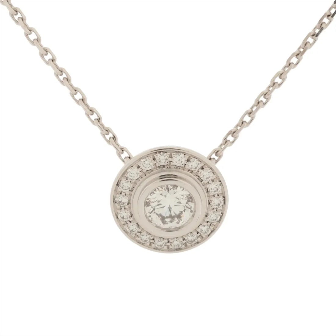 CARTIER D'AMOUR DIAMOND NECKLACE 750(WG): Cartier D'amour diamond Necklace 750(WG) Brand: Cartier Type/Style: Necklace Material: 750(WG) Color: White Gold Size: Chain length:40.9cm Accessories: None Accessories Notice: When purcha