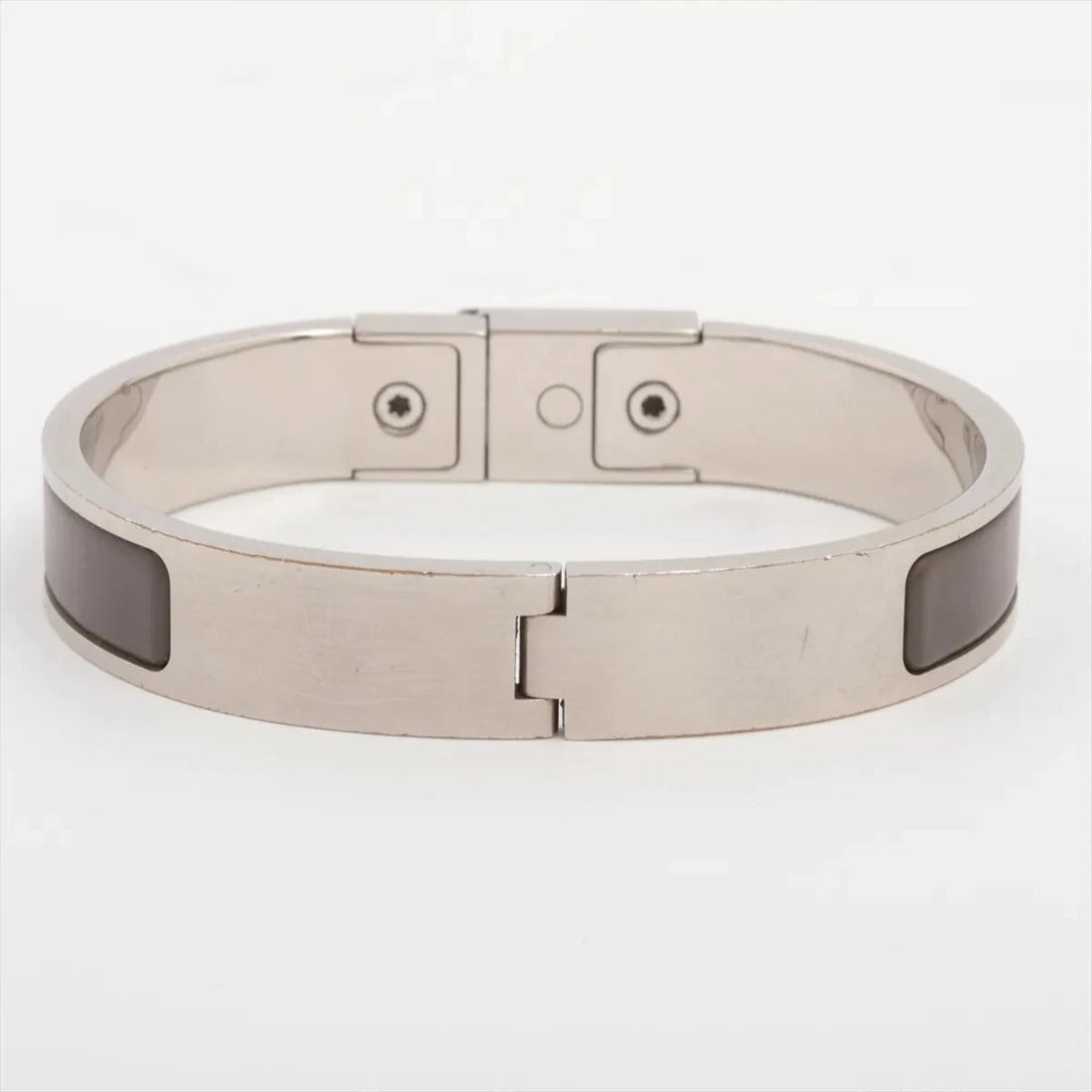 HERMES KELLYMEN BANGLE GP SILVER X GRAY: Hermes Kellymen Bangle GP silver x gray Brand: Hermes Type/Style: Bracelet Material: GP Color: silver x gray Size: Bracelet length:15.5cm Accessories: None Accessories Notice: When purchasing