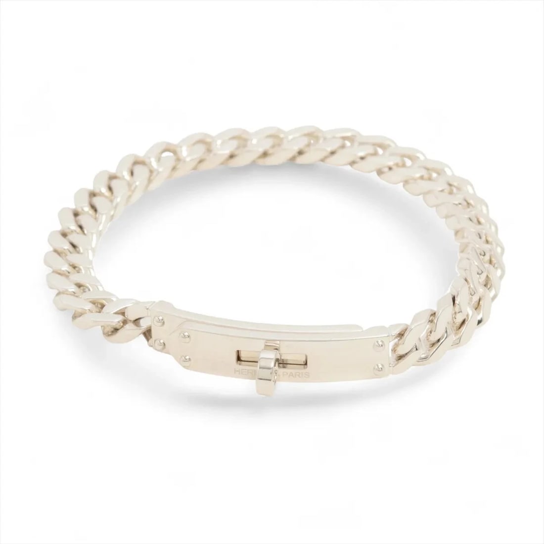 HERMES KELLY GOURMETT BRACELET 925 SILVER: Hermes Kelly Gourmett Bracelet 925 Silver Brand: Hermes Type/Style: Bracelet Material: 925 Color: Silver Size: Bracelet length:15cm Accessories: None Accessories Notice: When purchasing pre-owned