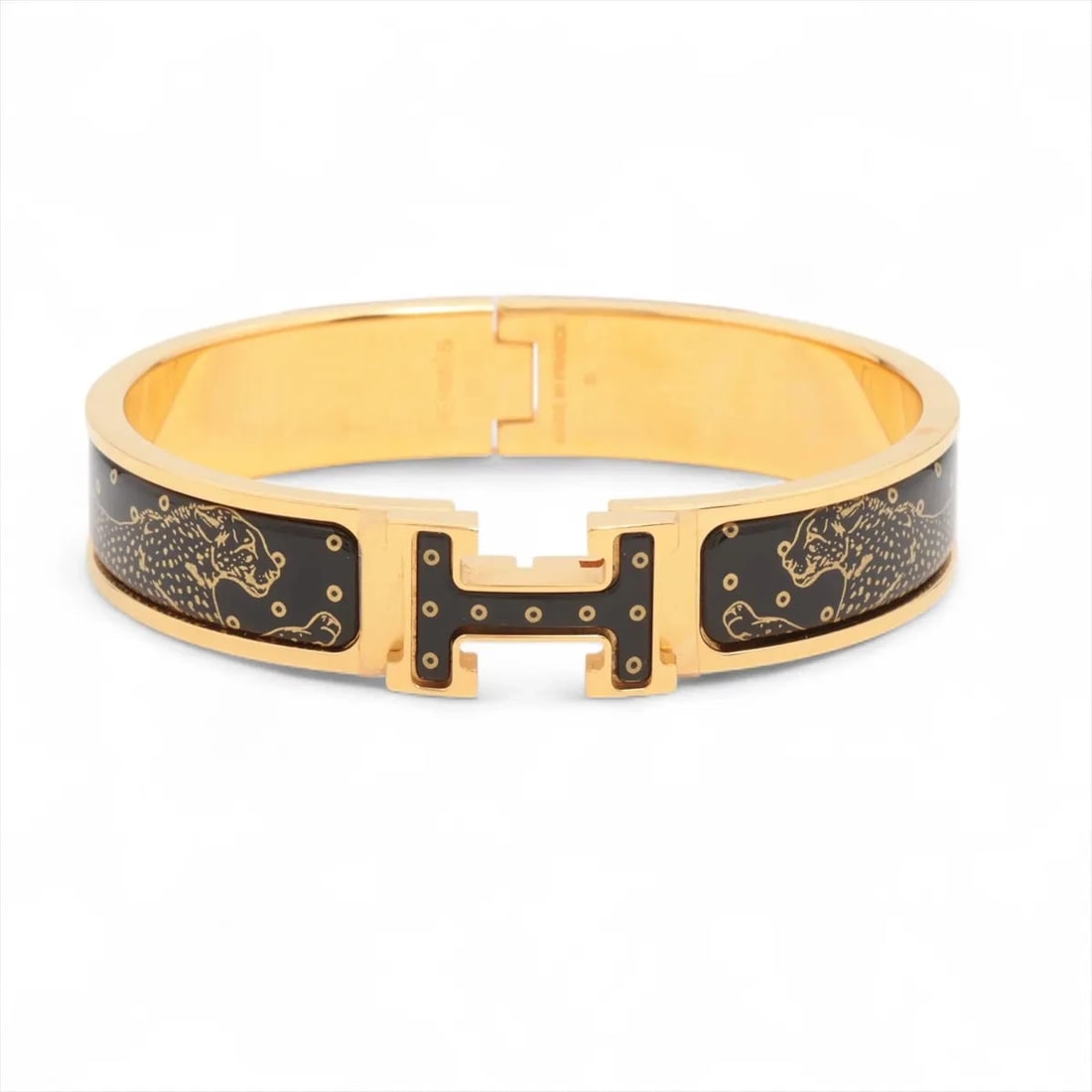 HERMES CLICK H FAN BANGLE GP BLACK?GOLD (1 of 4)