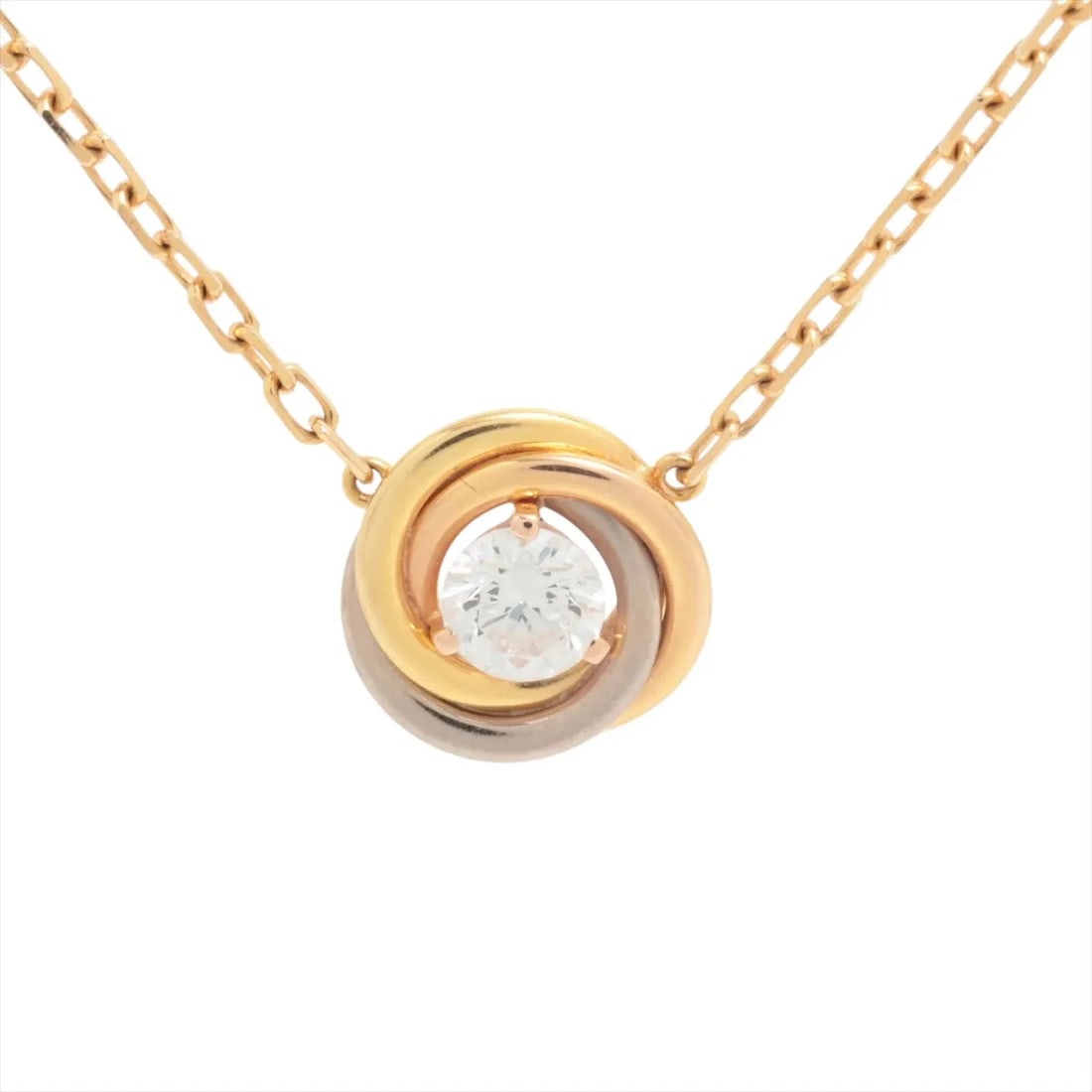 CARTIER TRINITY DOO CARTIER DIAMOND NECKLACE 750(YG?PG?WG): Cartier Trinity Doo Cartier diamond Necklace 750(YG?PG?WG) Brand: Cartier Type/Style: Necklace Material: 750(YG?PG?WG) Color: YG?PG?WG Size: Chain length:41.2cm Accessories: None Accessori