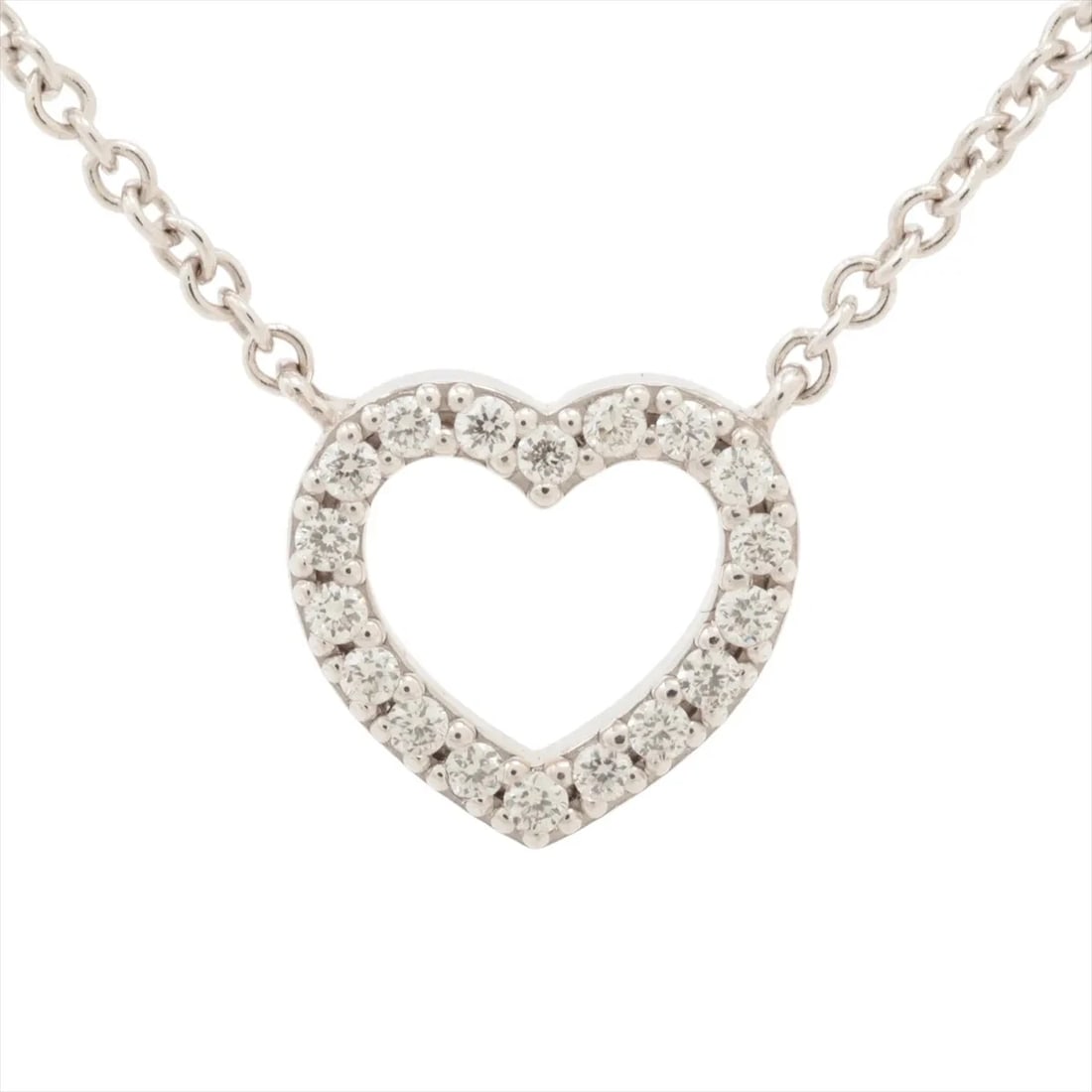 TIFFANY METRO HEART DIAMOND NECKLACE 750(WG): Tiffany Metro Heart diamond Necklace 750(WG) Brand: Tiffany Type/Style: Necklace Material: 750(WG) Color: White Gold Size: Chain length:41.5cm Accessories: None Accessories Notice: When pu