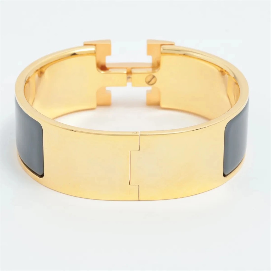 HERMES CLICK CRACK H LARGE BRACELET GP?ENAMEL GRAY X GOLD (1 of 3)