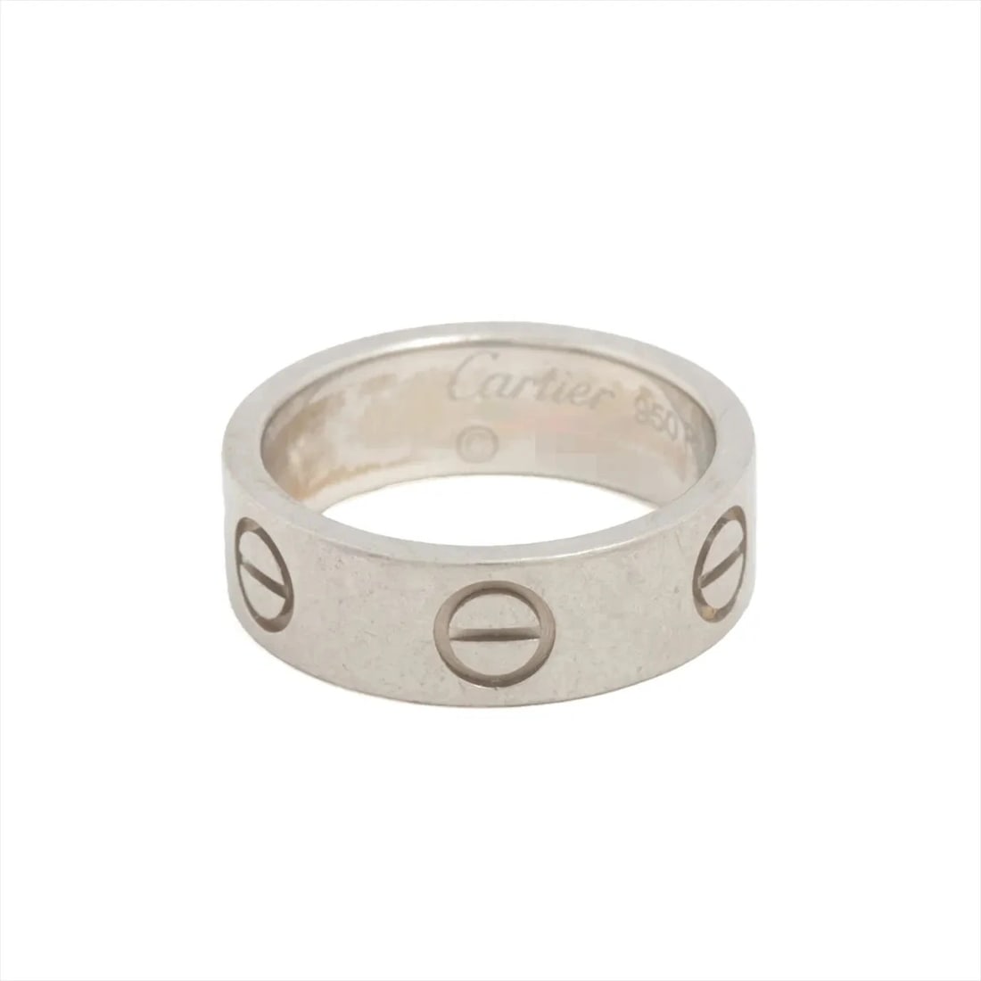 CARTIER LOVE RING PT950: Cartier Love Ring Pt950 Brand: Cartier Type/Style: Ring Material: Pt950 Color: Silver Size: 3.75 - 4 US Accessories: None Accessories Notice: When purchasing pre-owned goods, please refer