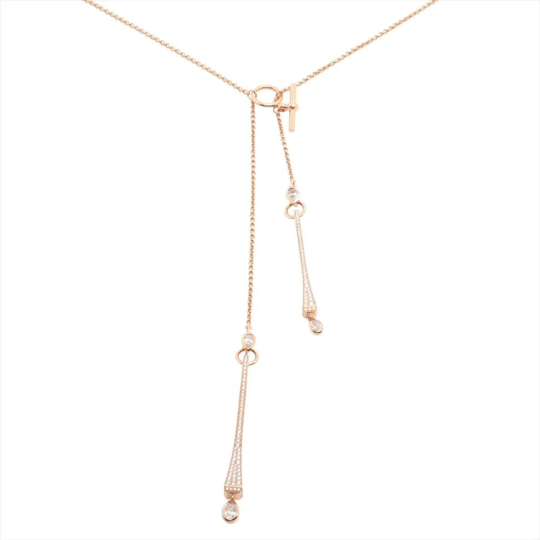 HERMES CLUDESFORGES DIAMOND NECKLACE 750(PG): Hermes Cludesforges diamond Necklace 750(PG) Brand: Hermes Type/Style: Necklace Material: 750(PG) Color: Pink Gold Size: Chain length:50cm Accessories: None Accessories Notice: When purchasing