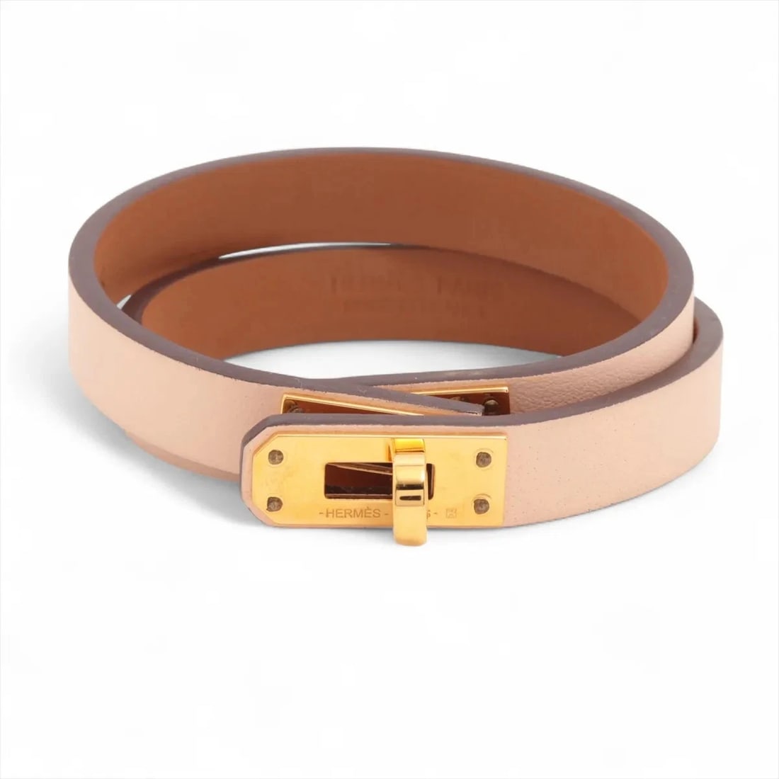 HERMES MINI KELLY BRACELET GP & LEATHER PINK X GOLD (1 of 3)