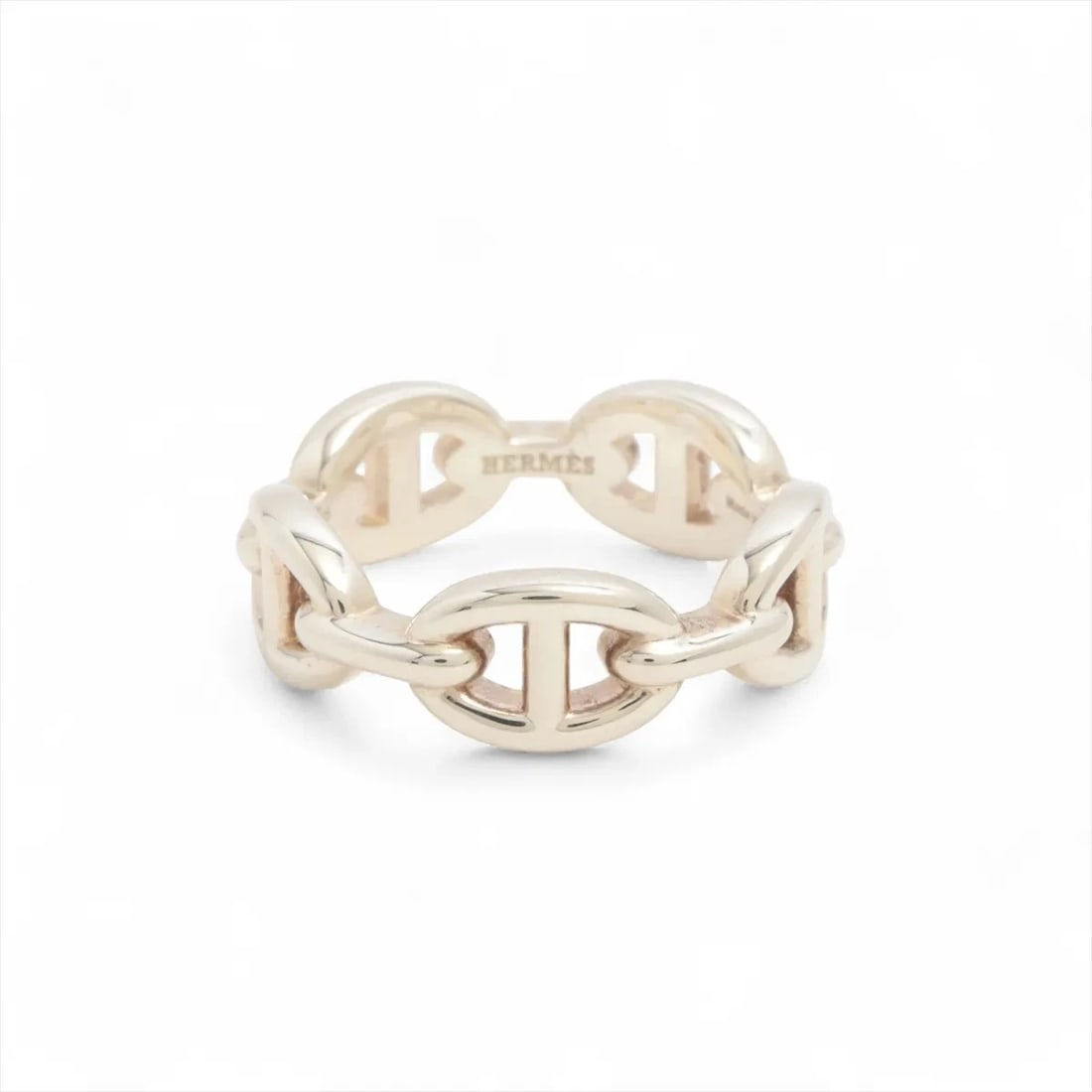 HERMES CHAINE D'ANCRE ENCHAINEE RING 925 SILVER: Hermes Chaine d'Ancre Enchainee Ring 925 Silver Brand: Hermes Type/Style: Ring Material: 925 Color: Silver Size: 7.25 US Accessories: None Accessories Notice: When purchasing pre-owned goods, please