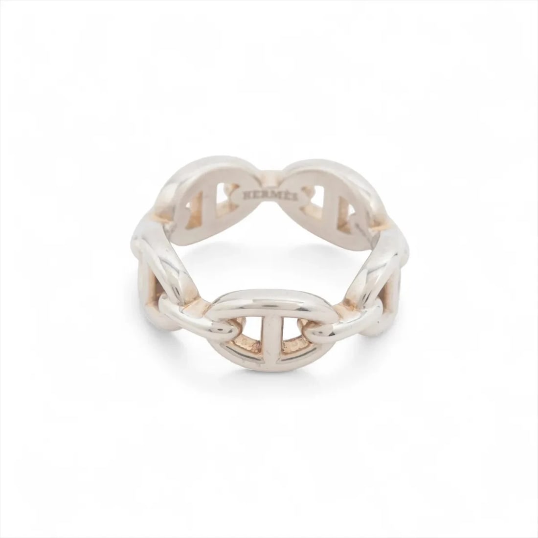 HERMES CHAINE D'ANCRE ENCHAINEE RING 925 SILVER: Hermes Chaine d'Ancre Enchainee Ring 925 silver Brand: Hermes Type/Style: Ring Material: 925 Color: Silver Size: 5.5 - 5.75 US Accessories: None Accessories Notice: When purchasing pre-owned goods,