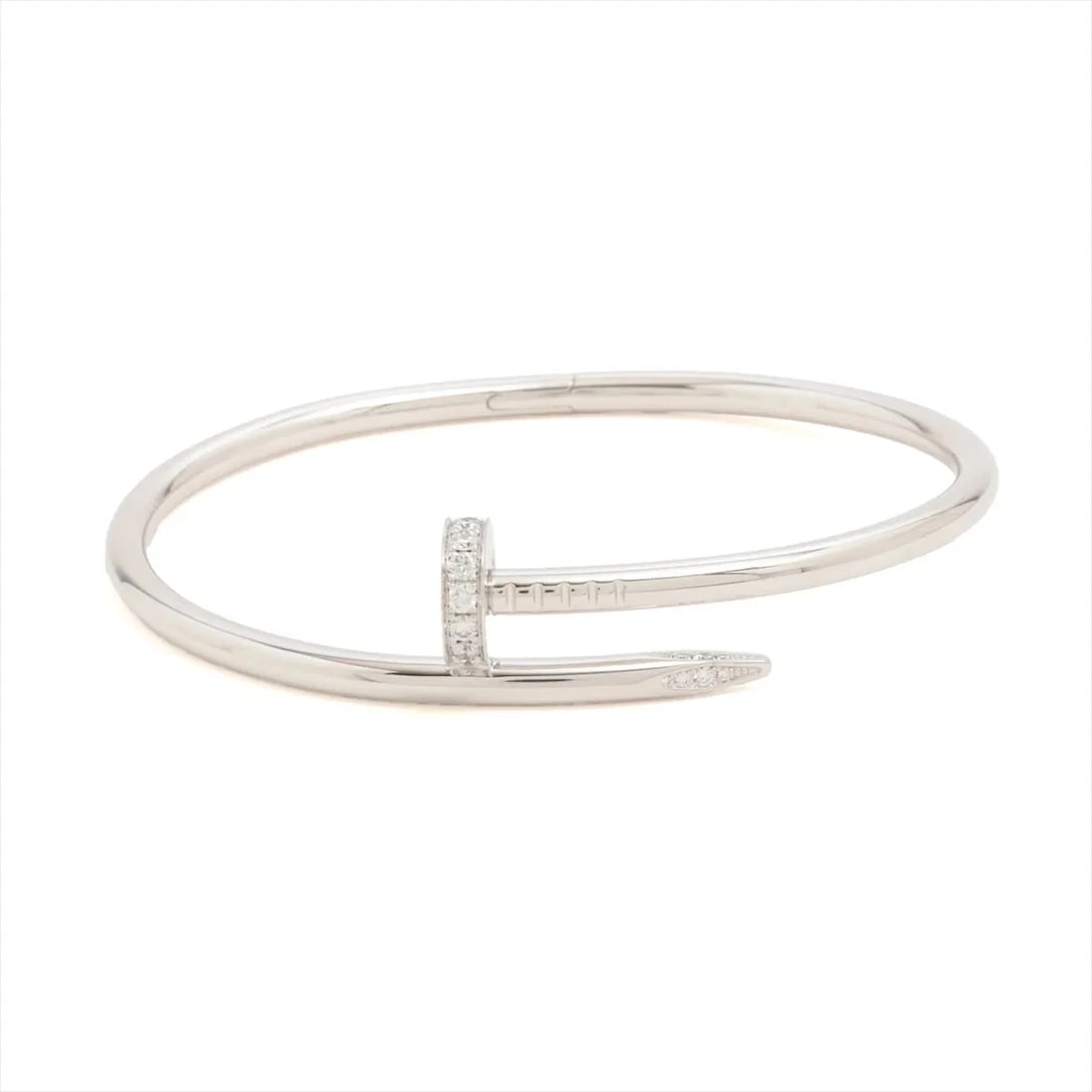 CARTIER JUSTE UN CLOU DIAMOND BRACELET 750(WG): Cartier Juste un Clou diamond Bracelet 750(WG) Brand: Cartier Type/Style: Bracelet Material: 750(WG) Color: White Gold Size: Bracelet length:17.7cm Accessories: None Accessories Notice: When