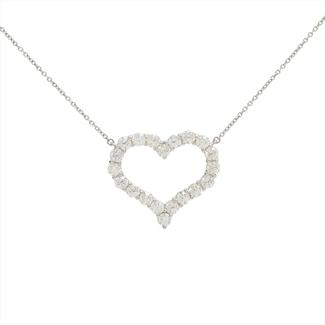 TIFFANY SENTIMENTAL HEART LARGE DIAMOND NECKLACE PT950: Tiffany Sentimental Heart Large diamond Necklace Pt950 Brand: Tiffany Type/Style: Necklace Material: Pt950 Color: Silver Size: Chain length:40.9cm Accessories: None Accessories Notice: Whe